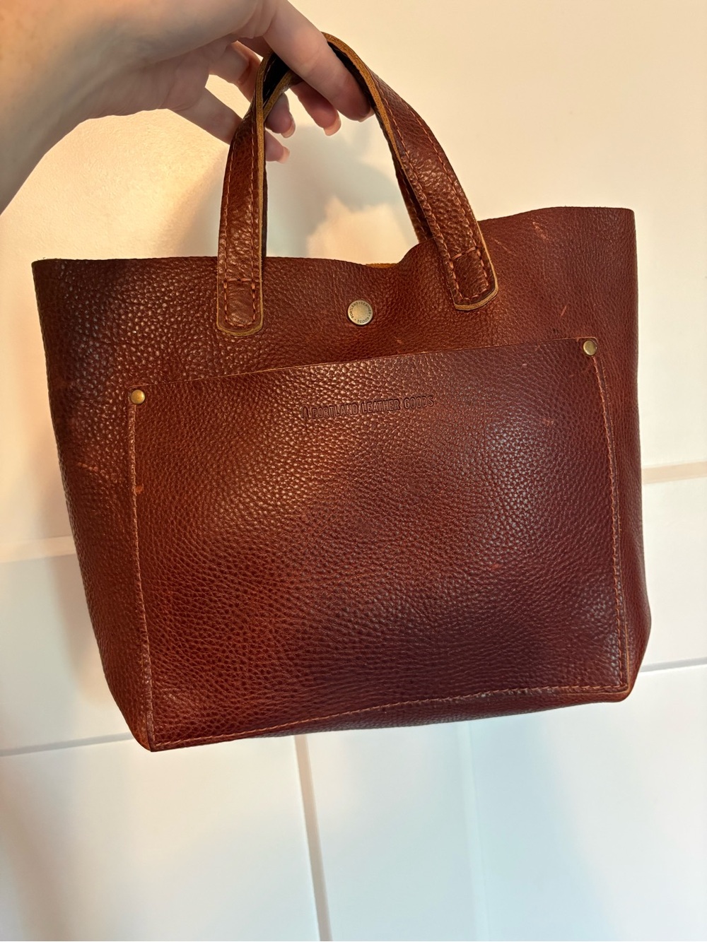 Everyday Pebbled Leather Tote in Dark Brown